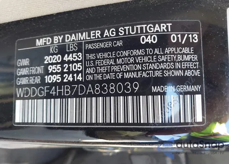 2013 Mercedes-Benz C 250 Sport из США, поврежденный, VIN WDDGF4HB7DA838039